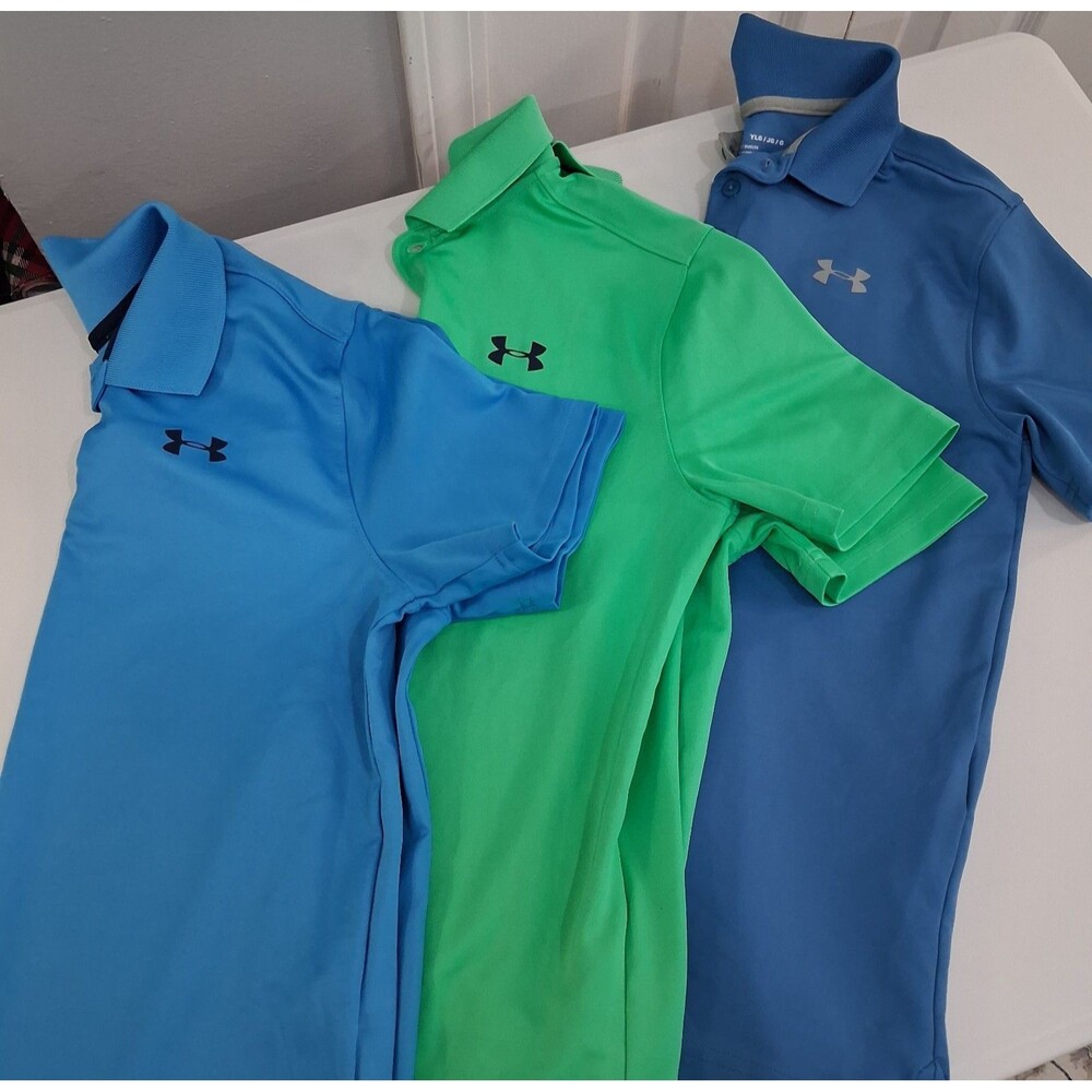 Under Armour HeatGear Performance Golf Youth L Polos Sporty school wear Lot of 3